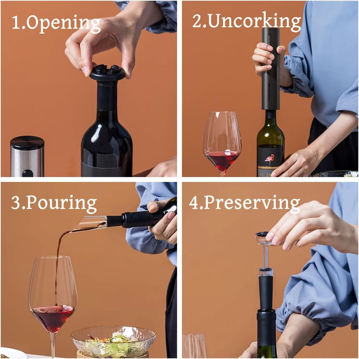 Set Descorchador De Vinos Electrico (RECARGABLE)